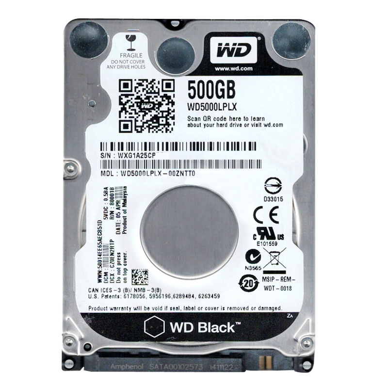 Western Digital - 500GB 7.2K SATA 6.0Gbps 2.5" 32MB Cache Hard Drive - WD5000LPLX-00ZNTT0