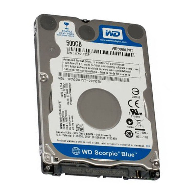 Western Digital - 500GB 5.4K SATA 3.0Gbps 2.5" 8MB Hard Drive - WD5000LPVT-22G33T0