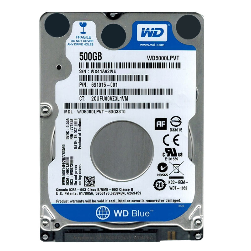 Western Digital - 500GB 5.4K SATA 3.0Gbps 2.5" 8MB Hard Drive - WD5000LPVT-60G33T0