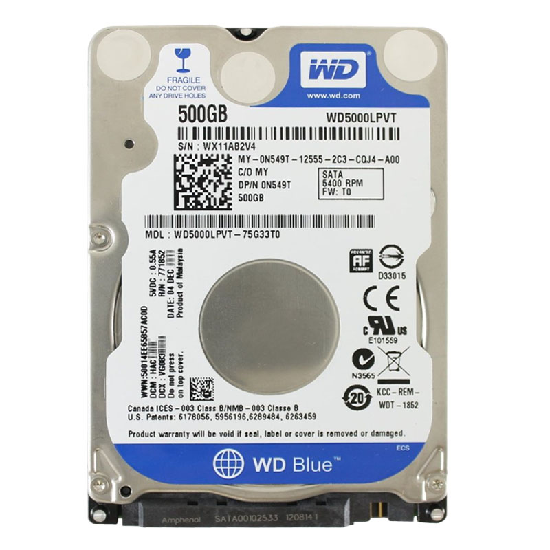 Western Digital - 500GB 5.4K SATA 3.0Gbps 2.5" 8MB Hard Drive - WD5000LPVT-75G33T0