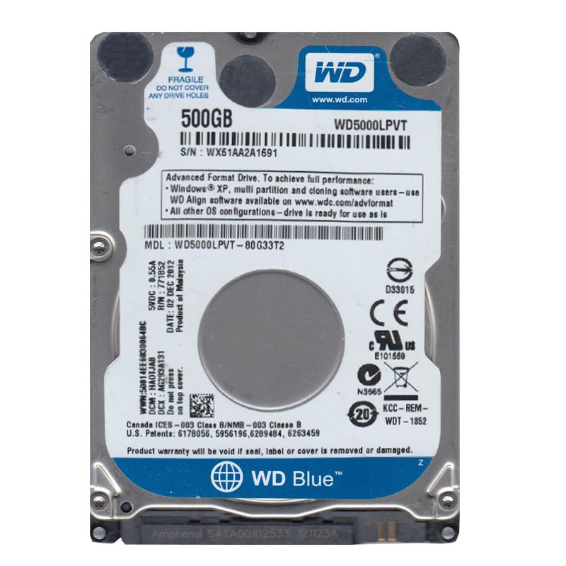 Western Digital - 500GB 5.4K SATA 2.5" 8MB Cache Hard Drive - WD5000LPVT-80G33T2