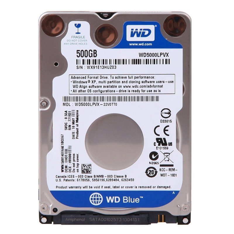 Western Digital - 500GB 5.4K SATA 6.0Gbps 2.5" 8MB Hard Drive - WD5000LPVX-22V0TT0