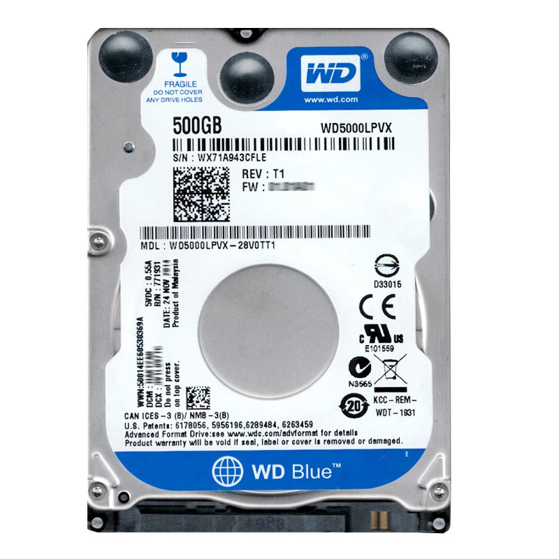 Western Digital - 500GB 5.4K SATA 6.0Gbps 2.5" 8MB Cache Hard Drive - WD5000LPVX-28V0TT1