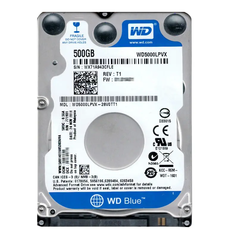 WD5000LPVX-28V0TT1.jpg Western Digital - 500GB 5.4K SATA 6.0Gbps 2.5" 8MB Cache Hard Drive - WD5000LPVX-28V0TT1 - Image 1