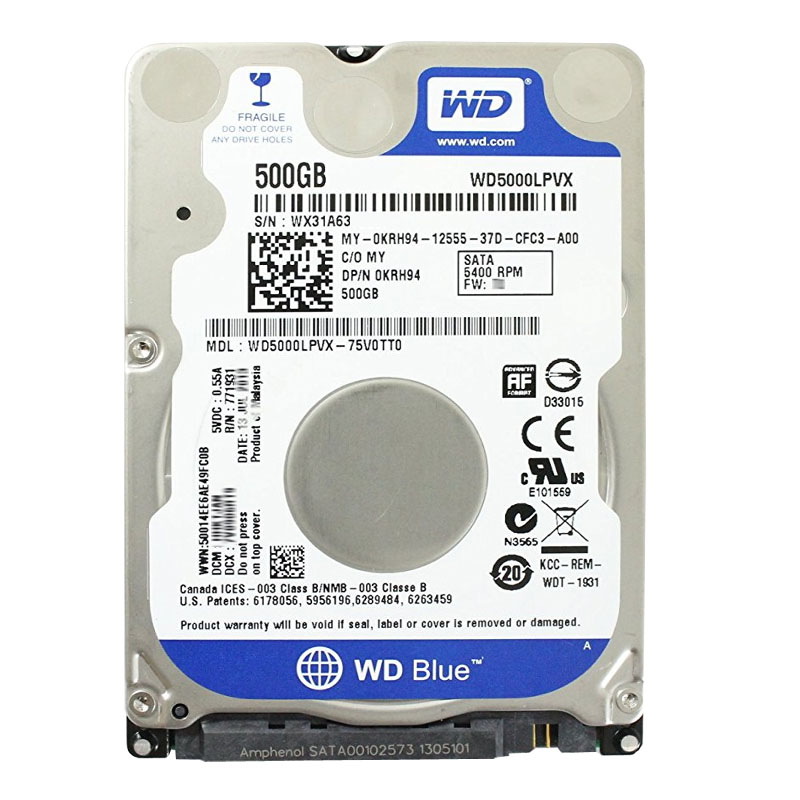 Western Digital - 500GB 5.4K SATA 6.0Gbps 2.5" 8MB Cache Hard Drive - WD5000LPVX-75V0TT0