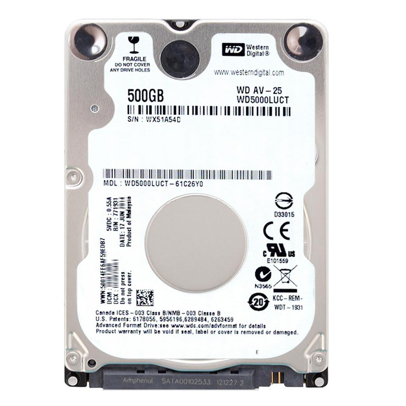 Western Digital - 500GB 5.4K SATA 3.0Gbps 2.5" 16MB Cache Hard Drive - WD5000LUCT-61C26Y0