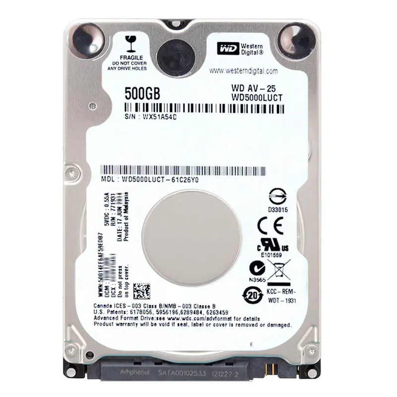 WD5000LUCT-61C26Y0.jpg Western Digital - 500GB 5.4K SATA 3.0Gbps 2.5" 16MB Cache Hard Drive - WD5000LUCT-61C26Y0 - Image 1