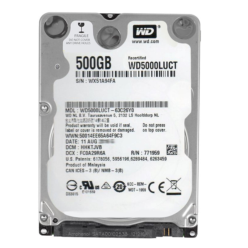 Western Digital - 500GB 5.4K SATA 2.5" 16MB Cache Hard Drive - WD5000LUCT-63C26Y0