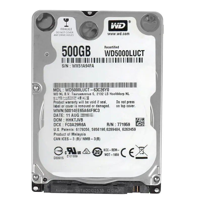 WD5000LUCT-63C26Y0.jpg Western Digital - 500GB 5.4K SATA 2.5" 16MB Cache Hard Drive - WD5000LUCT-63C26Y0 - Image 1