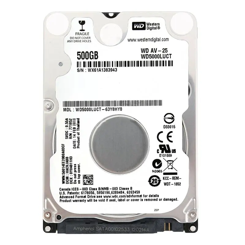 WD5000LUCT-63Y8HY0.jpg Western Digital - 500GB 5.4K SATA 2.5" 16MB Cache Hard Drive - WD5000LUCT-63Y8HY0 - Image 1
