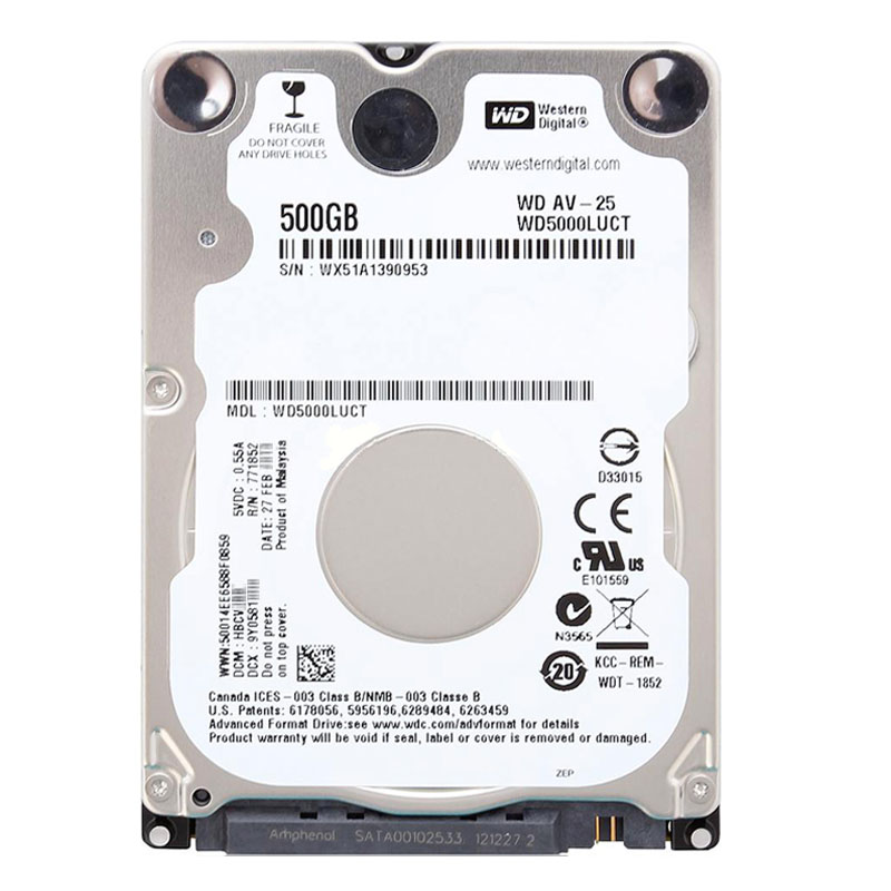 Western Digital - 500GB 5.4K SATA 3.0Gbps 2.5" 16MB Hard Drive - WD5000LUCT