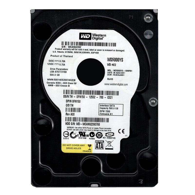 Western Digital - 500GB 7.2K SATA 3.0Gbps 3.5" 16MB Hard Drive - WD5000YS-18MPB1