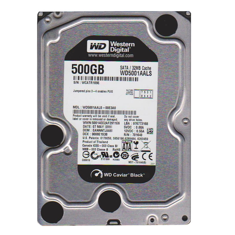 Western Digital - 500GB 7.2K SATA 3.0Gbps 3.5" 32MB Cache Hard Drive - WD5001AALS-00E3A0