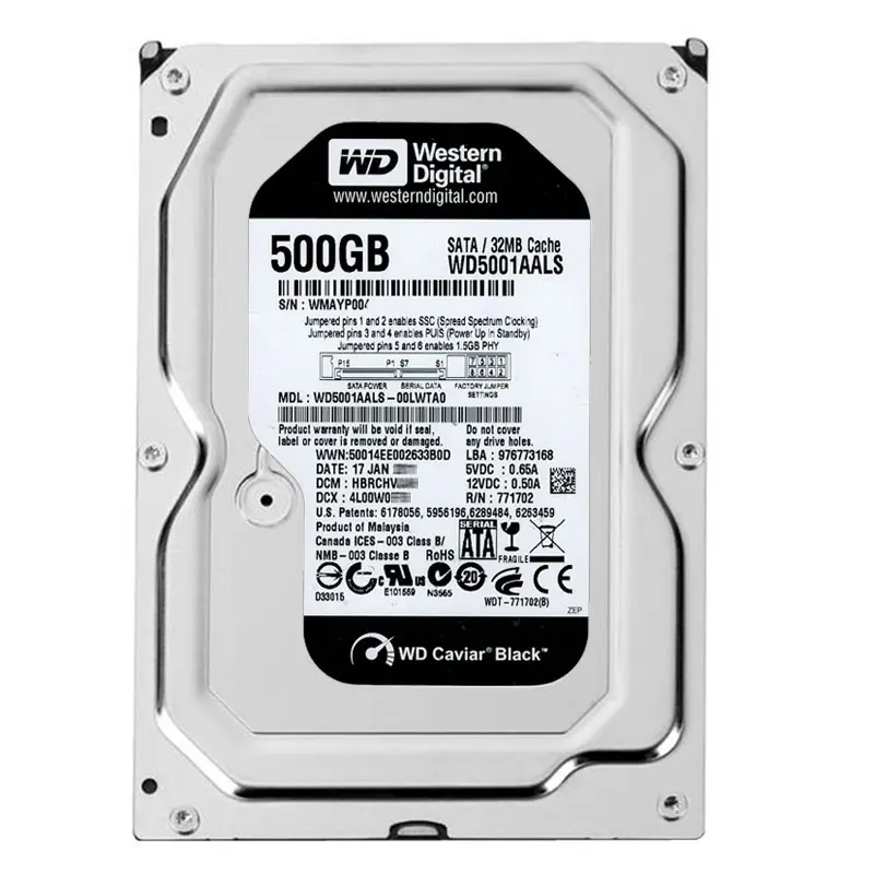 WD5001AALS-00LWTA0.jpg Western Digital - 500GB 7.2K SATA 3.0Gbps 3.5" 32MB Hard Drive - WD5001AALS-00LWTA0 - Image 1
