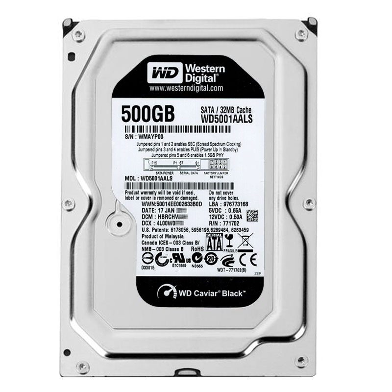 Western Digital - 500GB 7.2K SATA 3.0Gbps 3.5" 32MB Hard Drive - WD5001AALS