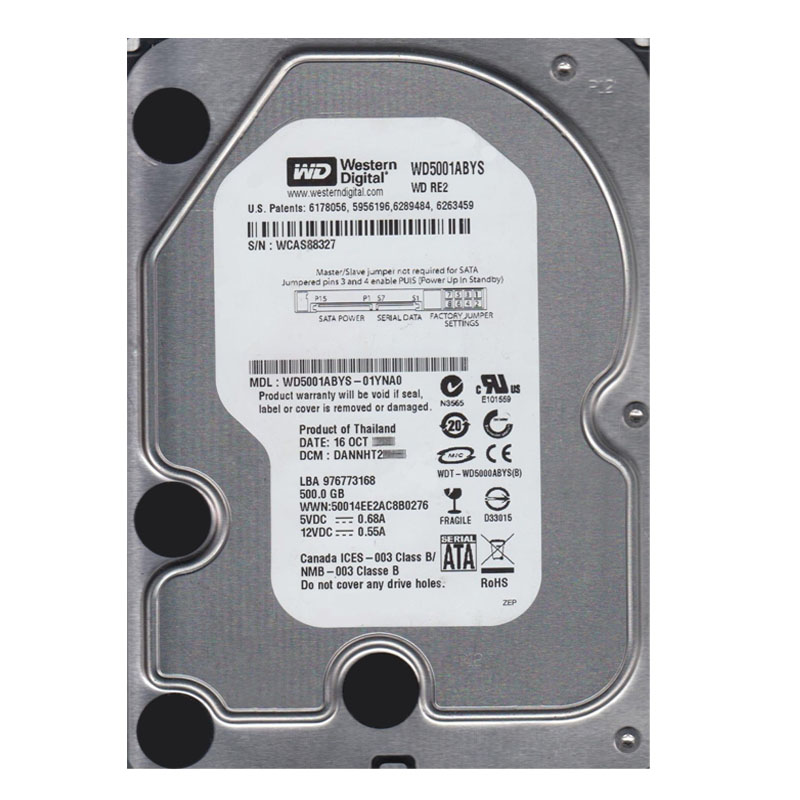 Western Digital - 500GB 7.2K SATA 3.0Gbps 3.5" 16MB Hard Drive - WD5001ABYS-01YNA0
