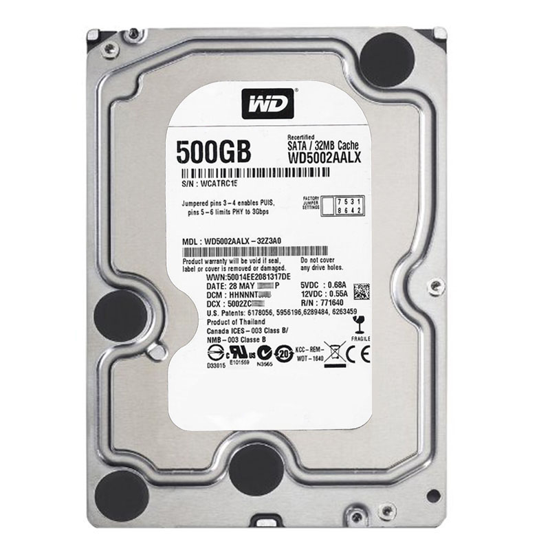 Western Digital - 500GB 7.2K SATA 6.0Gbps 3.5" 32MB Hard Drive - WD5002AALX-32Z3A0