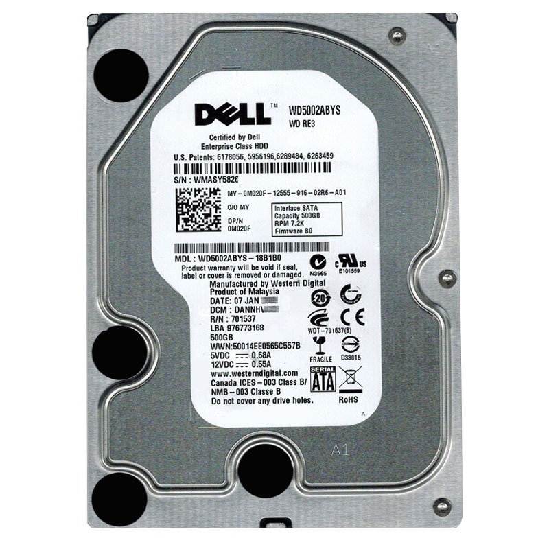 Western Digital - 500GB 7.2K SATA 3.0Gbps 3.5" 16MB Hard Drive - WD5002ABYS-18B1B0