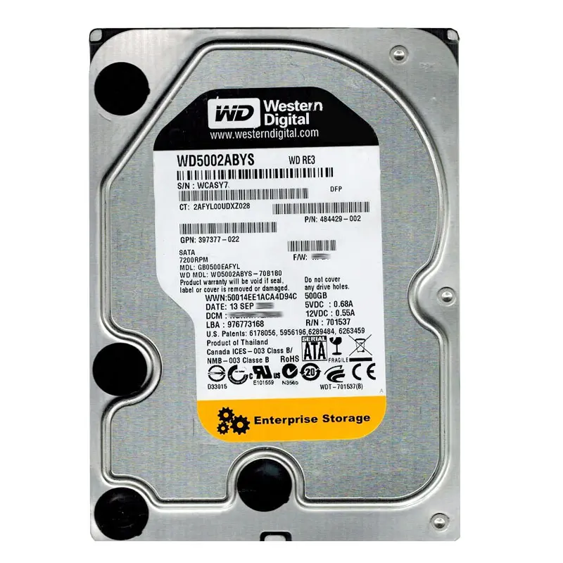 WD5002ABYS-70B1B0.jpg Western Digital - 500GB 7.2K SATA 3.0Gbps 3.5" 16MB Cache Hard Drive - WD5002ABYS-70B1B0 - Image 1