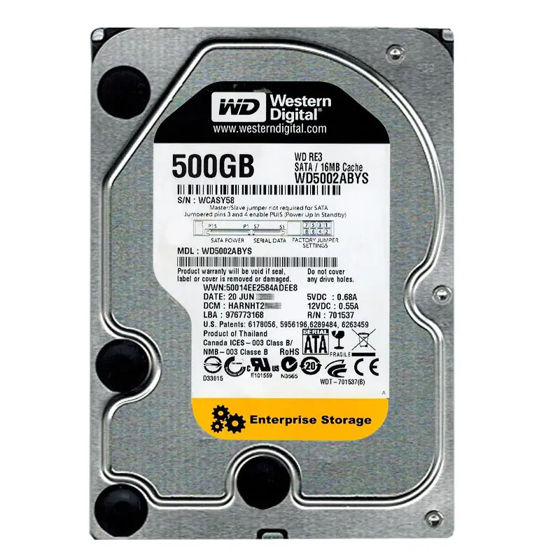 WD5002ABYS.jpg Western Digital - 500GB 7.2K SATA 3.0Gbps 3.5" 16MB Hard Drive - WD5002ABYS - Image 1