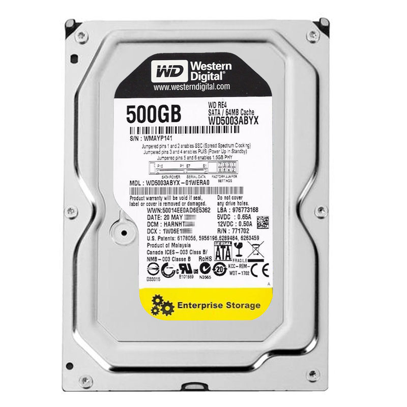 Western Digital - 500GB 7.2K SATA 3.0Gbps 3.5" 64MB Hard Drive - WD5003ABYX-01WERA0