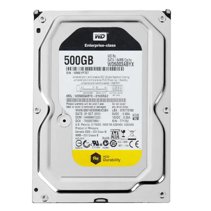 WD5003ABYX-01WERA2.jpg Western Digital - 500GB 7.2K SATA 3.0Gbps 3.5" 64MB Cache Hard Drive - WD5003ABYX-01WERA2 - Image 1