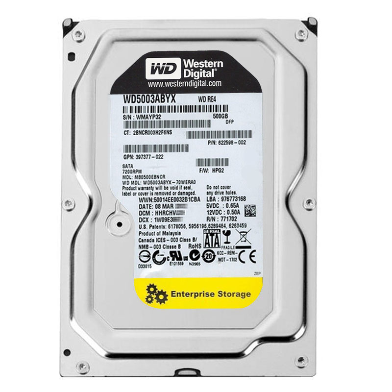Western Digital - 500GB 7.2K SATA 3.0Gbps 3.5" 64MB Hard Drive - WD5003ABYX-70WERA0