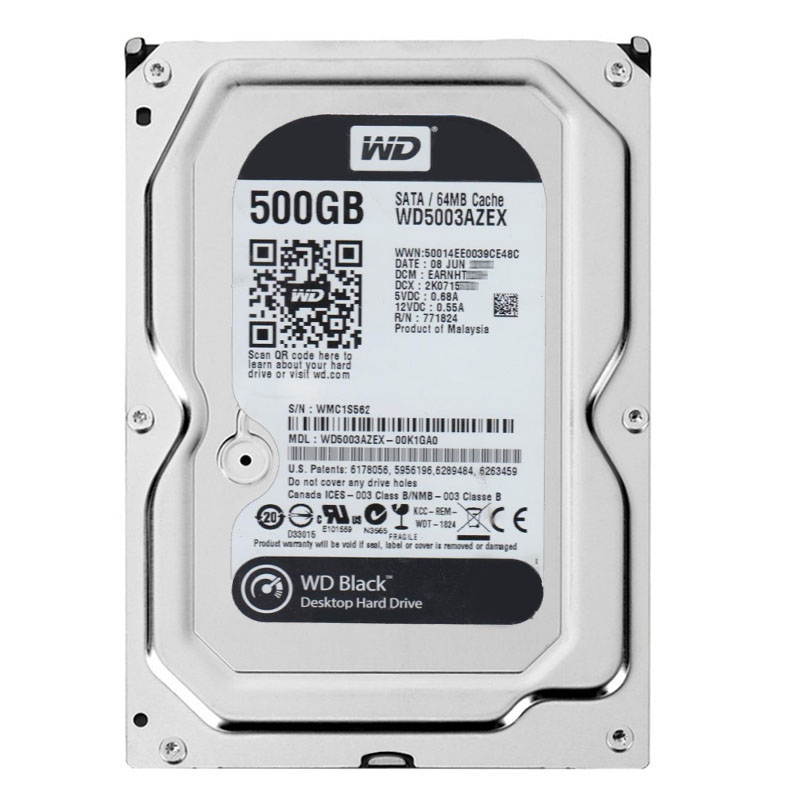Western Digital - 500GB 7.2K SATA 6.0Gbps 3.5" 64MB Hard Drive - WD5003AZEX-00K1GA0