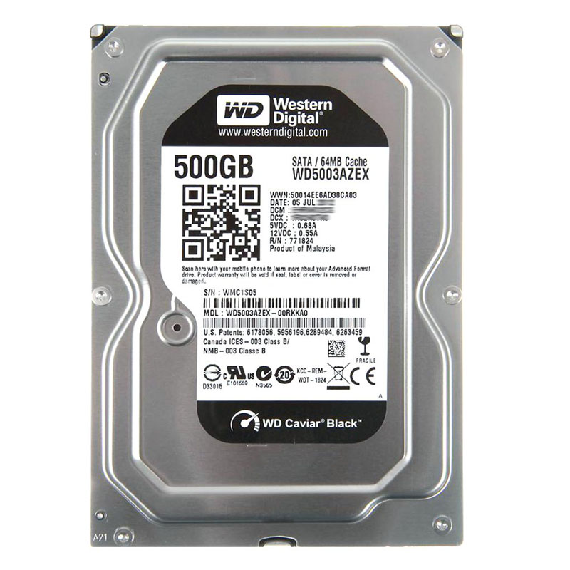 Western Digital - 500GB 7.2K SATA 6.0Gbps 3.5" 64MB Cache Hard Drive - WD5003AZEX-00RKKA0