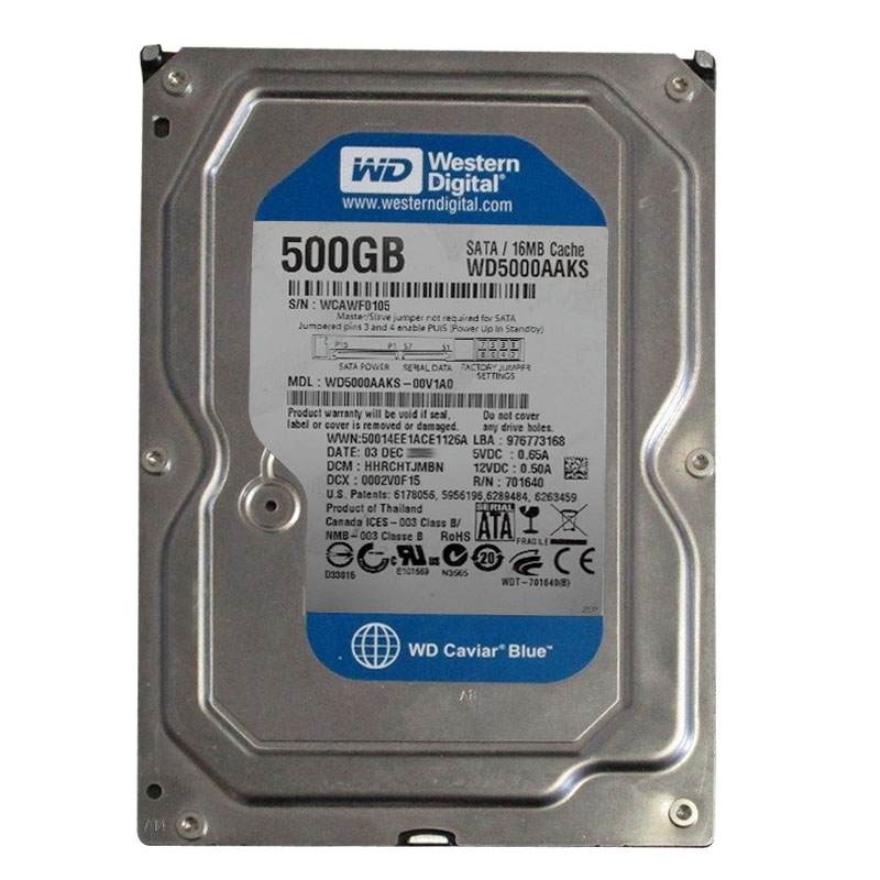 Western Digital - 500GB 7.2K SATA 3.5" 16MB Cache Hard Drive - WD500AAKS-00V1A0