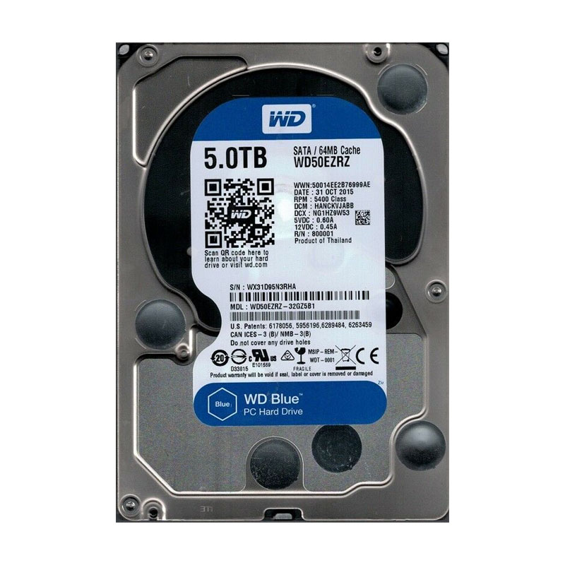 Western Digital - 5TB 5.4K SATA 3.5" 64MB Cache Hard Drive - WD50EZRZ-32GZ5B1