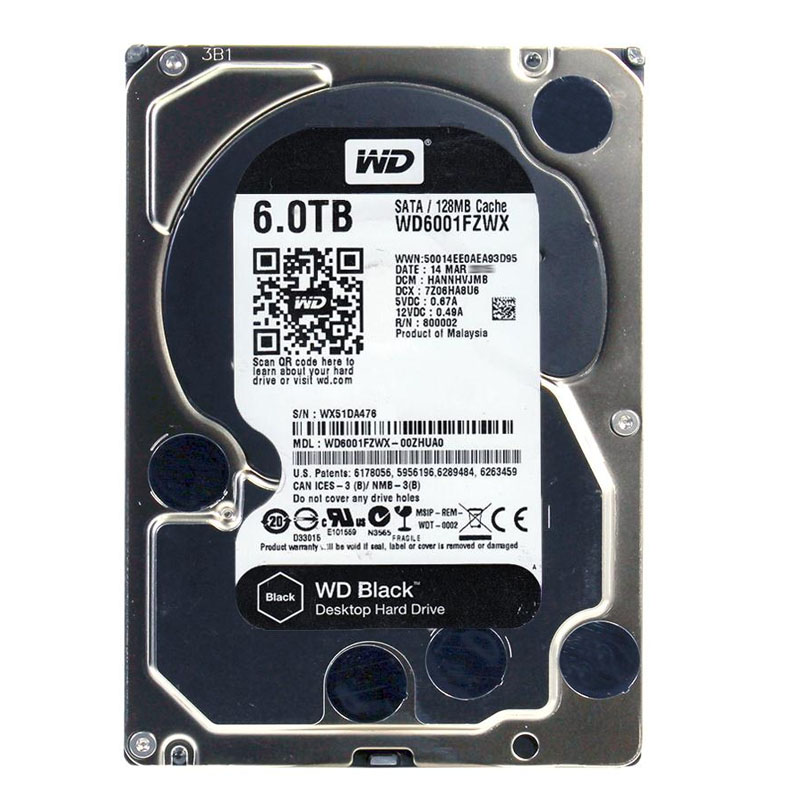 Western Digital - 6TB 7.2K SATA 6.0Gbps 3.5" 128MB Cache Hard Drive - WD6001FZWX-00ZHUA0