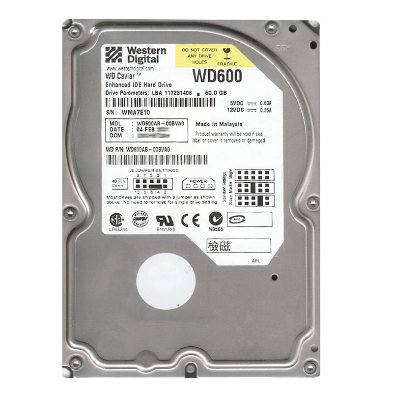 Western Digital - 60GB 5.4K IDE 3.5" 2MB Cache Hard Drive - WD600AB-00BVA0