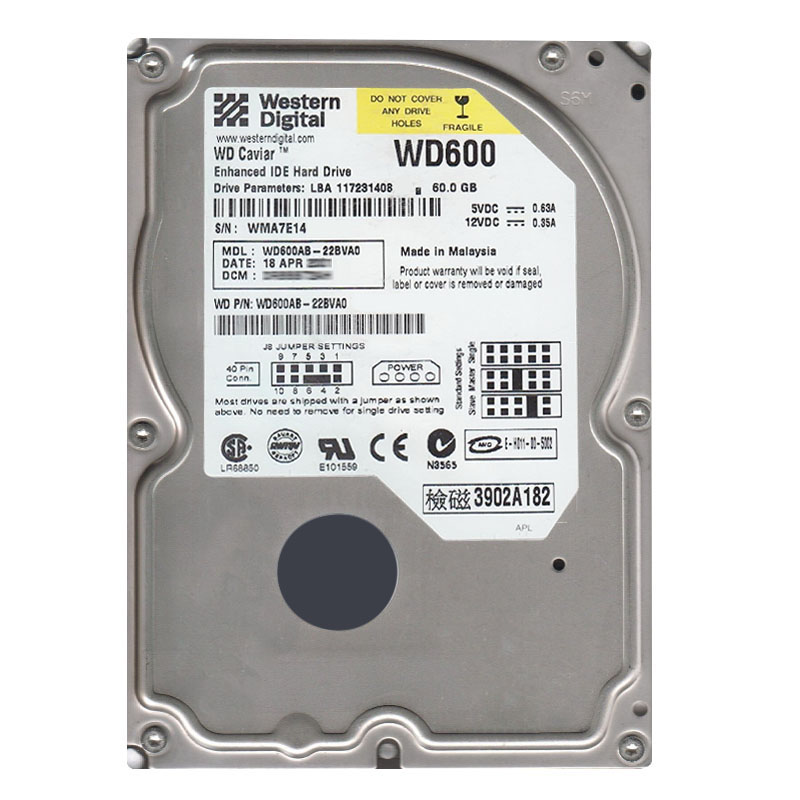 Western Digital - 60GB 5.4K IDE 3.5" 2MB Cache Hard Drive - WD600AB-22BVA0