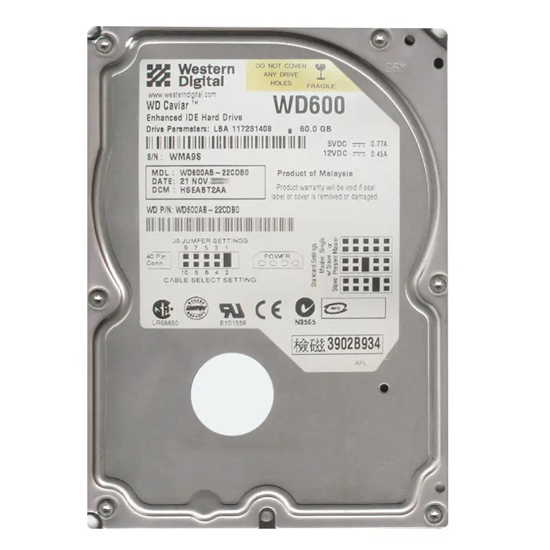 WD600AB-22CDB0.jpg Western Digital - 60GB 5.4K IDE 3.5" 2MB Cache Hard Drive - WD600AB-22CDB0 - Image 1