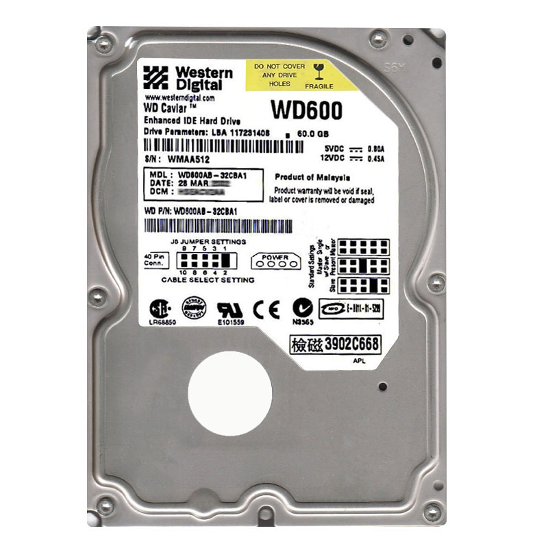 Western Digital - 60GB 5.4K IDE 3.5" 2MB Cache Hard Drive - WD600AB-32CBA1