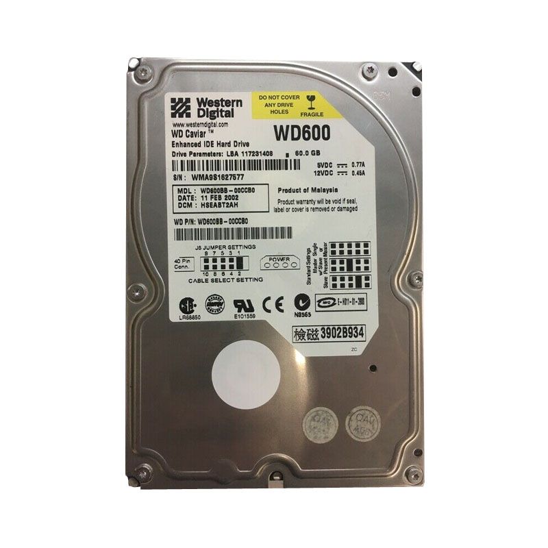 Western Digital - 60GB 7.2K IDE 3.5" Cache Hard Drive - WD600BB-00CCB0