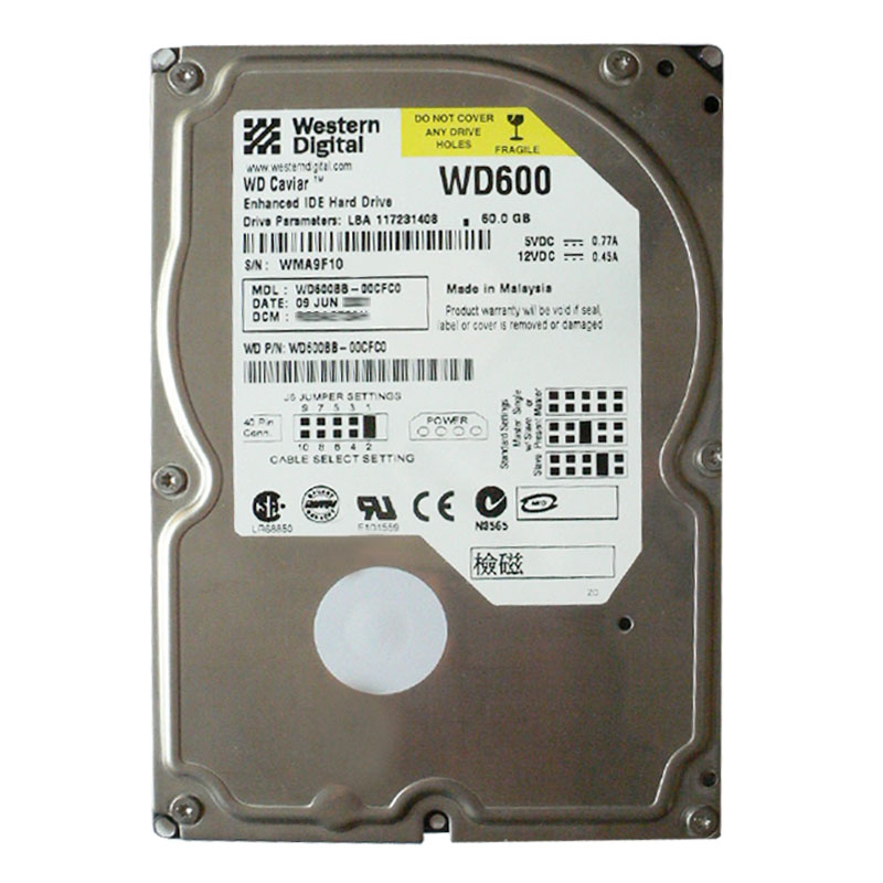 Western Digital - 60GB 7.2K IDE 3.5" 2MB Cache Hard Drive - WD600BB-00CFC0