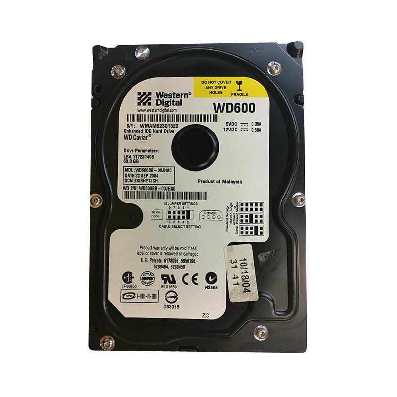 Western Digital - 60GB 7.2K IDE 3.5" Cache Hard Drive - WD600BB-00JHA0