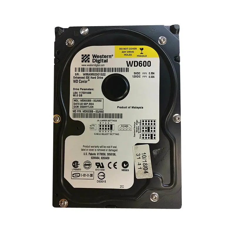 WD600BB-00JHA0.jpg Western Digital - 60GB 7.2K IDE 3.5" Cache Hard Drive - WD600BB-00JHA0 - Image 1