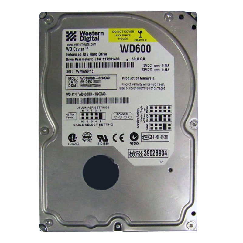 Western Digital - 60GB 7.2K IDE 3.5" 2MB Cache Hard Drive - WD600BB-32CXA0