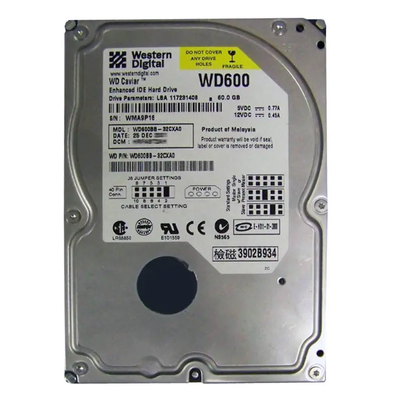 WD600BB-32CXA0.jpg Western Digital - 60GB 7.2K IDE 3.5" 2MB Cache Hard Drive - WD600BB-32CXA0 - Image 1