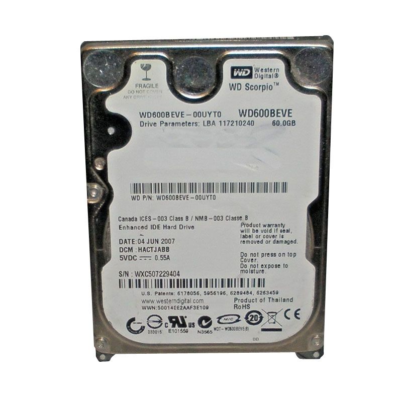 Western Digital - 60GB 5.4K IDE 2.5" Hard Drive - WD600BEVE-00UYT0
