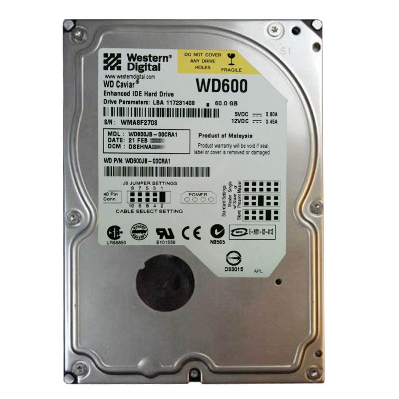 Western Digital - 60GB 7.2K EIDE 3.5" 8MB Cache Hard Drive - WD600JB-00CRA1