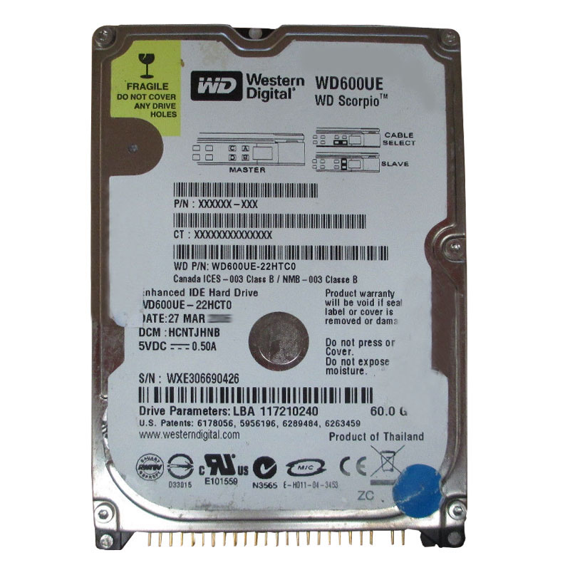 Western Digital - 60GB 5.4K IDE 2.5" 2MB Cache Hard Drive - WD600UE-22HTC0