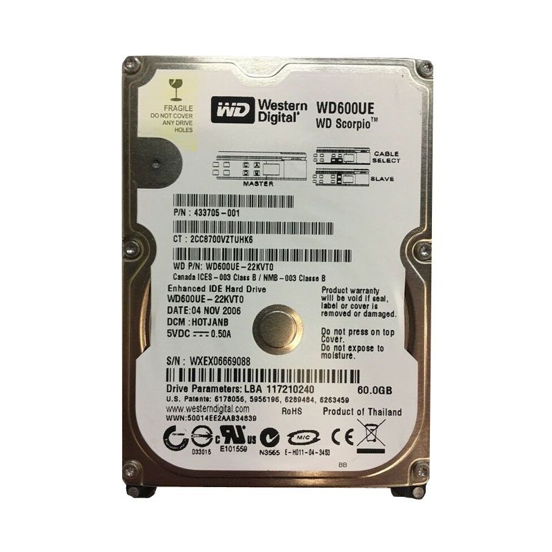 Western Digital - 60GB 5.4K IDE 2.5" Cache Hard Drive - WD600UE-22KVT0