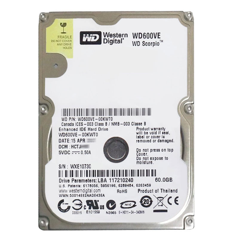 Western Digital - 60GB 5.4K IDE 2.5" 8MB Cache Hard Drive - WD600VE-00KWT0