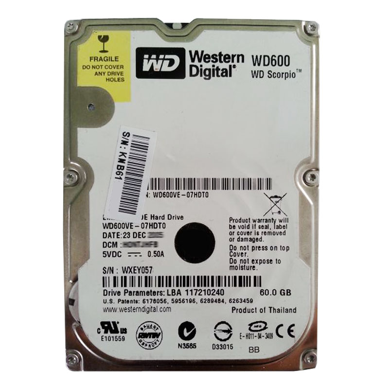 Western Digital - 60GB 5.4K IDE 2.5" 8MB Cache Hard Drive - WD600VE-07HDT0