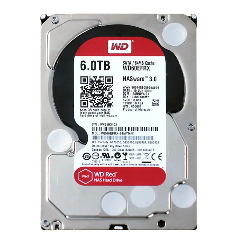 WD60EFRX-68MYMN1.jpg Western Digital - 6TB 5.4K SATA 6.0Gbps 3.5" 64MB Cache Hard Drive - WD60EFRX-68MYMN1 - Image 1