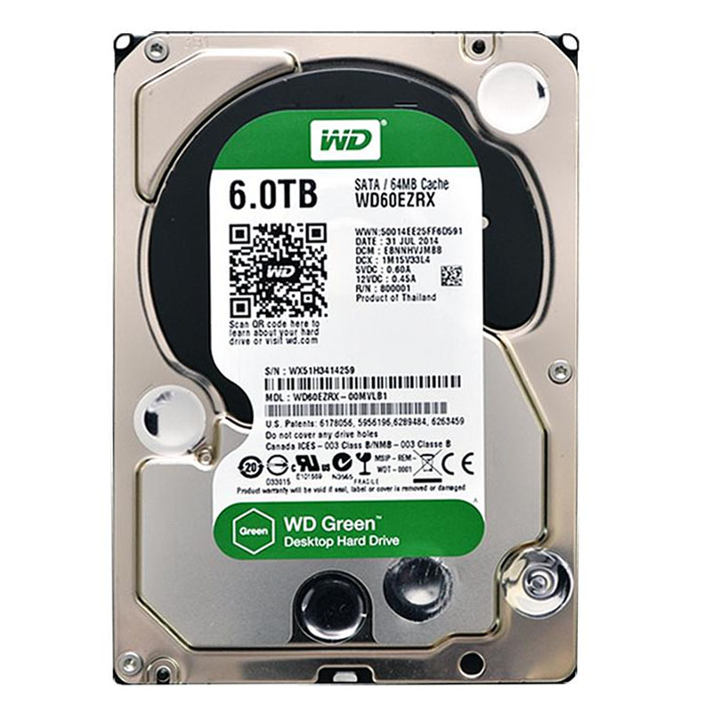 Western Digital - 6TB IntelliPower SATA 6.0Gbps 3.5" 64MB Cache Hard Drive - WD60EZRX-00MVLB1